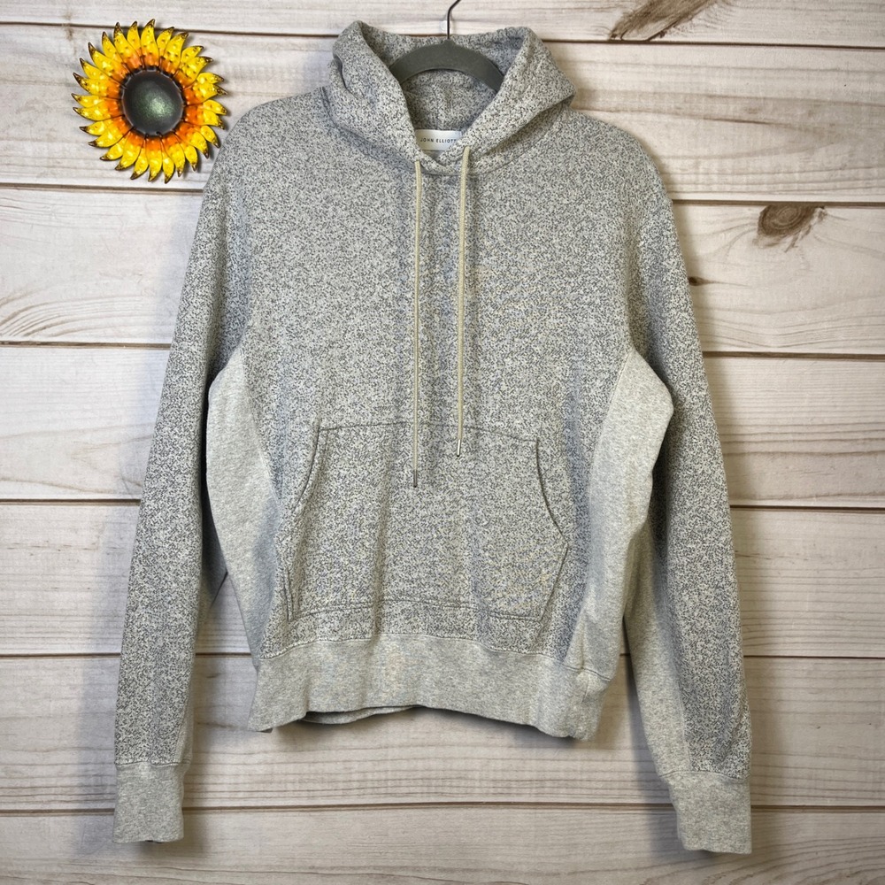 JOHN ELLIOTT Marled Grey Beach Hoodie Pullover Mens Casual Comfort Small